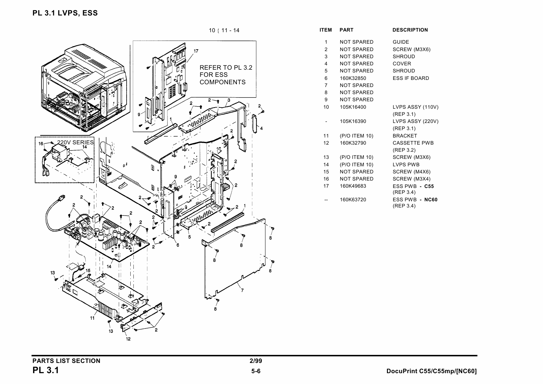 Xerox DocuPrint C55 C44mp NC60 Parts List and Service Manual-6